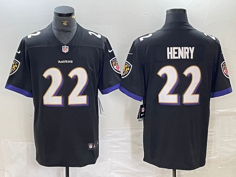 Men Baltimore Ravens 22 Henry Black 2024 Nike Vapor Untouchable Limited NFL Jersey style 1